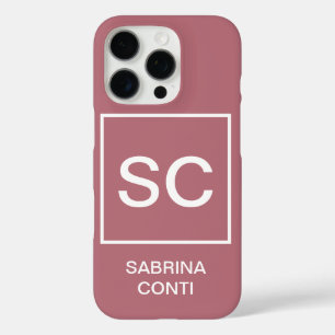 Rose gold color professional simple monogram name iPhone 16 pro case
