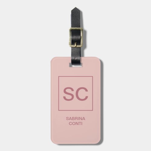 Rose gold color professional simple monogram name luggage tag