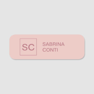 Rose gold color professional simple monogram name name tag