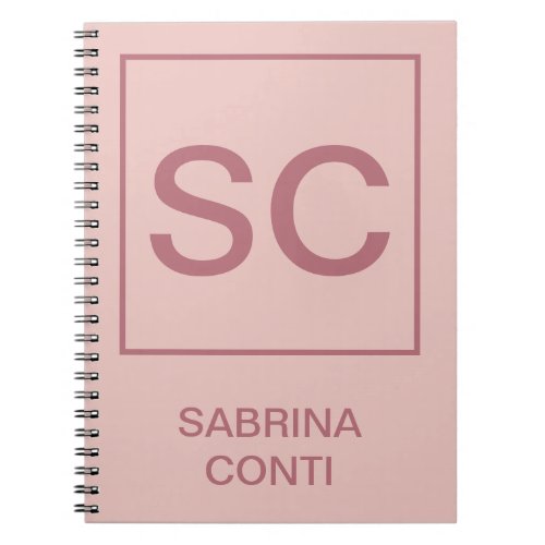 Rose gold color professional simple monogram name notebook