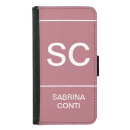 Rose gold color professional simple monogram name samsung galaxy s5 wallet case