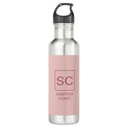 Rose gold color professional simple monogram name stainless steel water bottle