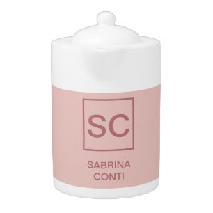 Rose gold color professional simple monogram name teapot