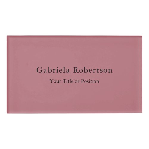 Rose Gold Color Professional Trendy Modern Plain Name Tag