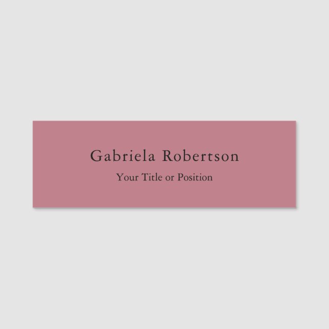Rose Gold Color Professional Trendy Modern Plain Name Tag (Front)