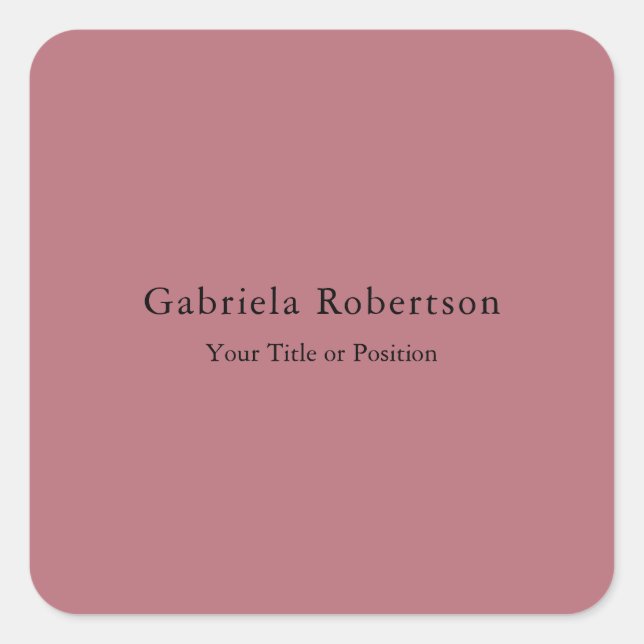 Rose Gold Color Professional Trendy Modern Plain Square Sticker (Front)