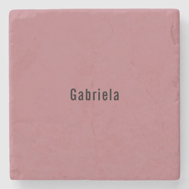Rose Gold Color Professional Trendy Modern Plain Stone Coaster (Front)