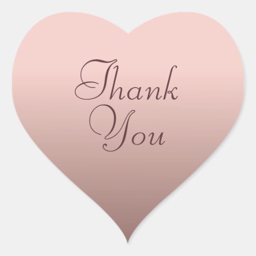Rose Gold Color Template Thank You Text Elegant Heart Sticker