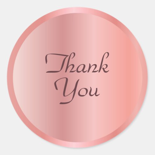 Rose Gold Color Thank You Text Template Elegant Classic Round Sticker
