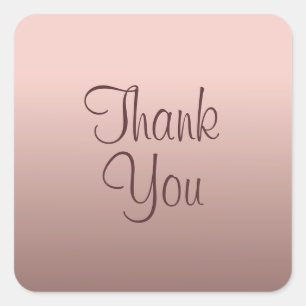 Rose Gold Color Thank You Trendy Template Elegant Square Sticker