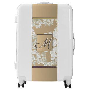 Rose Gold Color White Floral Monogram Luggage