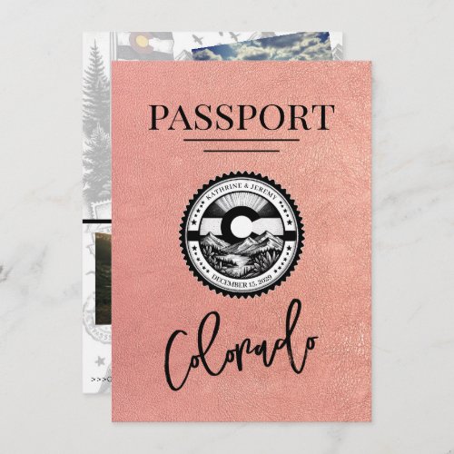 Rose Gold Colorado Passport Save The Date