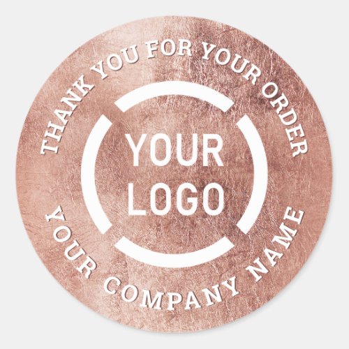 Rose gold company logo thank you stickers