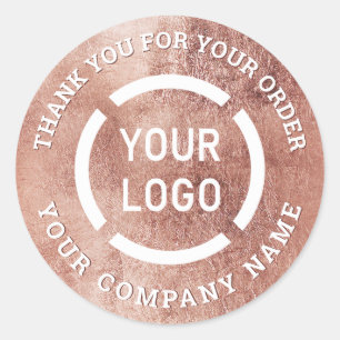 Rose gold company logo thank you stickers