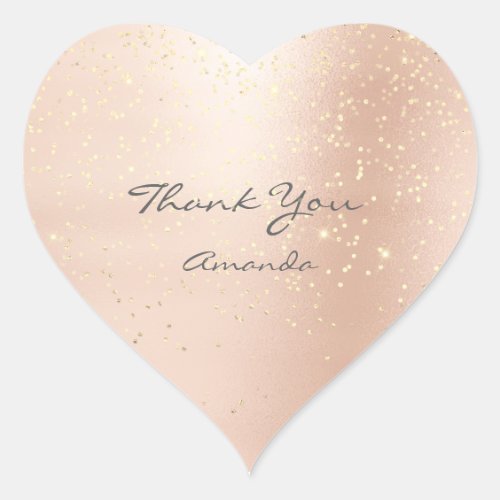 Rose Gold Confetti 16th Name Bridal Heart Thank Yo Heart Sticker