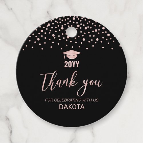 Rose gold Confetti 2022 Graduation Party Thank you Favor Tags