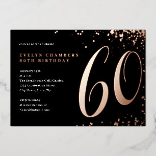 Rose Gold Confetti 60th Birthday Foil Invitation