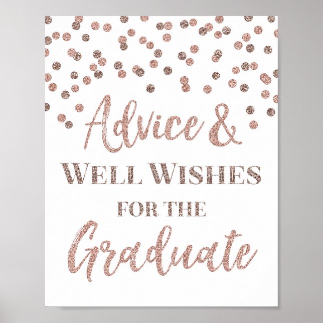 Rose Gold Confetti Advice for Graduate Sign (Front)