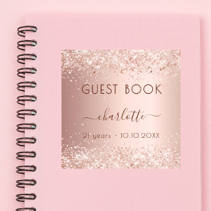 Rose gold confetti birthday Guest Book Sticker