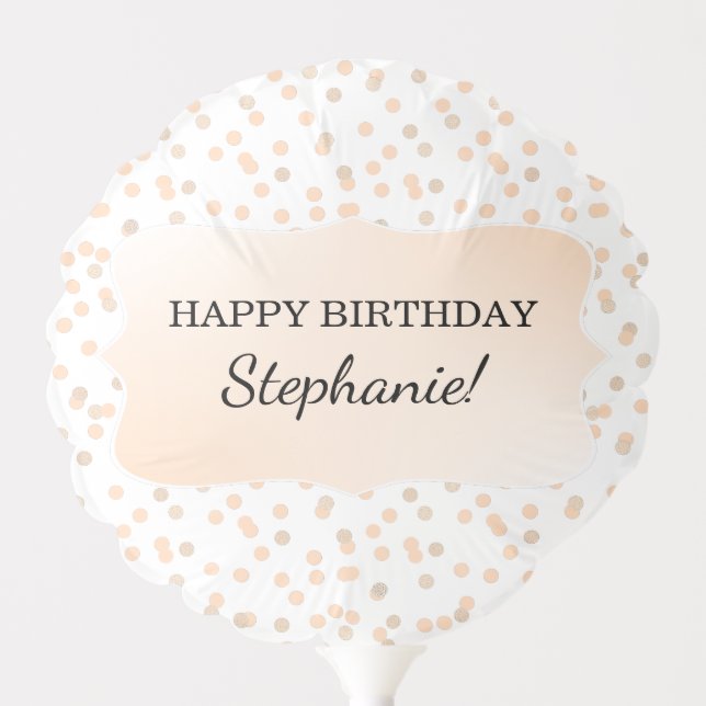 Rose Gold Confetti Birthday Party Balloon (Front)