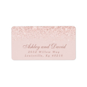 Rose Gold Confetti Blush Pink Modern Address Label