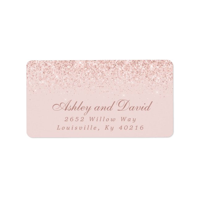 Rose Gold Confetti Blush Pink Modern Address Label (Front)