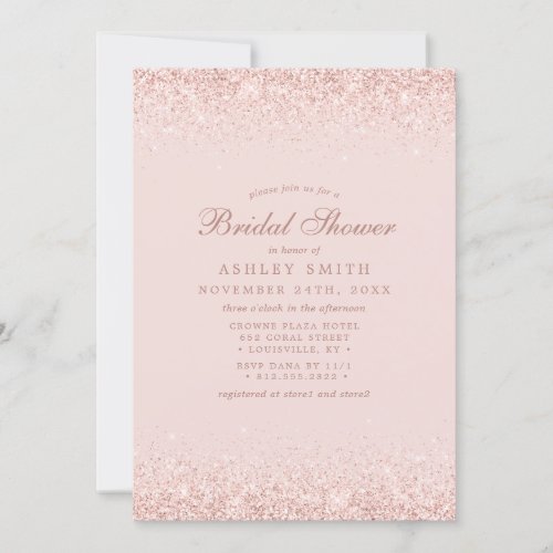 Rose Gold Confetti Blush Pink Modern Bridal Shower Invitation