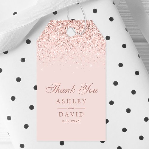 Rose Gold Confetti Blush Pink Modern Wedding Gift Tags