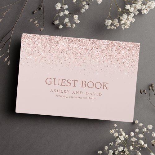 Rose Gold Confetti Blush Pink Modern Wedding Guest Book