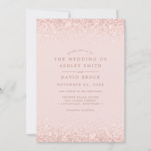 Rose Gold Confetti Blush Pink Modern Wedding Invitation