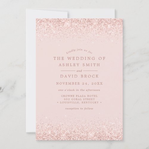 Wedding Invitations 15 Rose Gold Confetti Blush Pink Modern Wedding Invitation