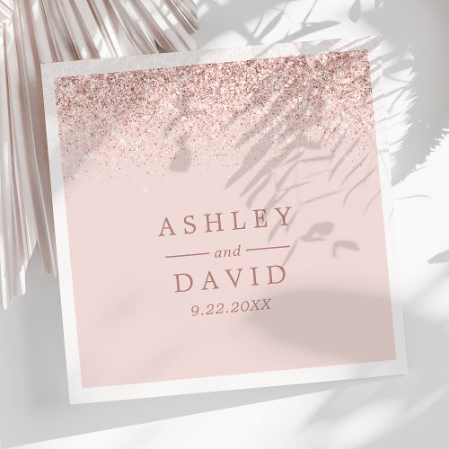 Rose Gold Confetti Blush Pink Modern Wedding Napkins