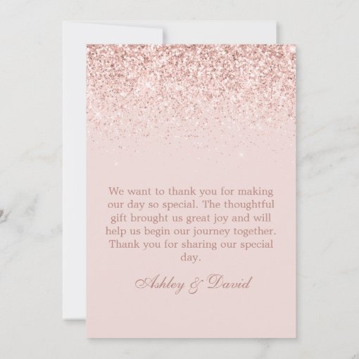 Rose Gold Confetti Blush Pink Modern Wedding Thank You Card Zazzle