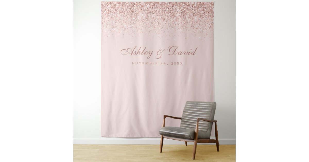 Rose Gold Confetti Blush Pink Photo Booth Backdrop | Zazzle