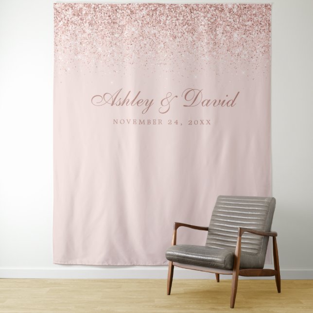 Rose Gold Confetti Blush Pink Photo Booth Backdrop (In Situ)