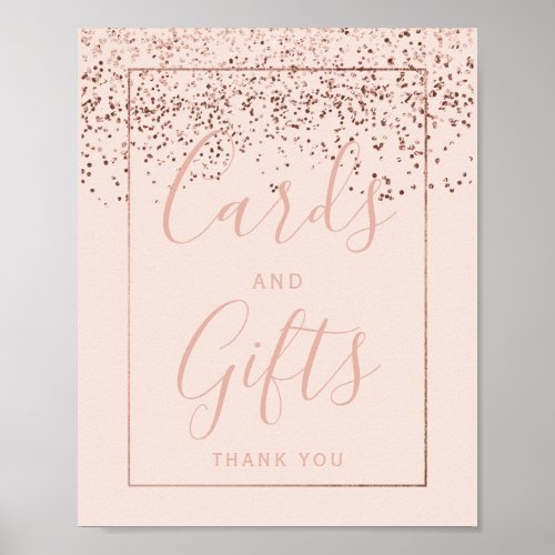 Rose gold confetti blush pink wedding Card gifts Poster