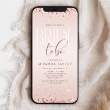 Rose Gold Confetti Bridal Shower Mobile Invite