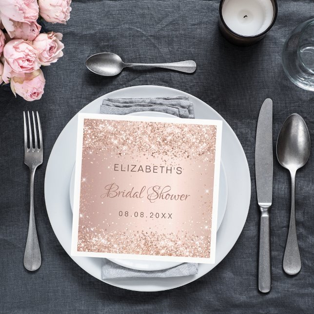 Rose gold confetti Bridal Shower Napkins (Creator Uploaded)