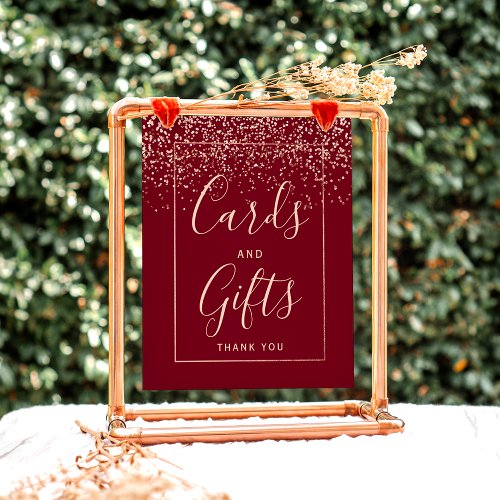 Rose gold confetti burgundy wedding Card gifts Foam Board