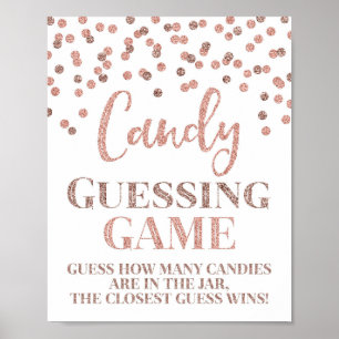 Rose Gold Confetti Candy Guessing Game Sign