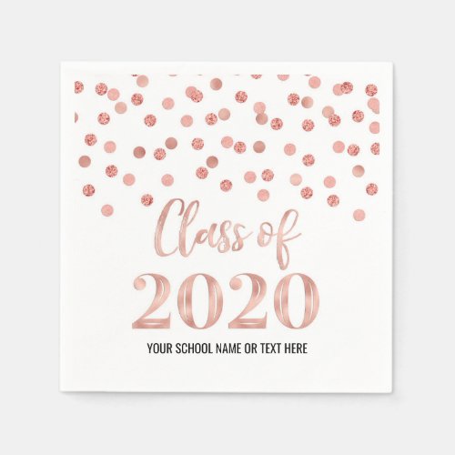 Rose Gold Confetti Class of 2020 Graduation Napkins