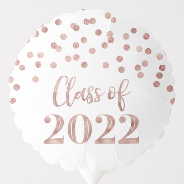 Rose Gold Confetti Class of 2022 Grad Balloon (Front)