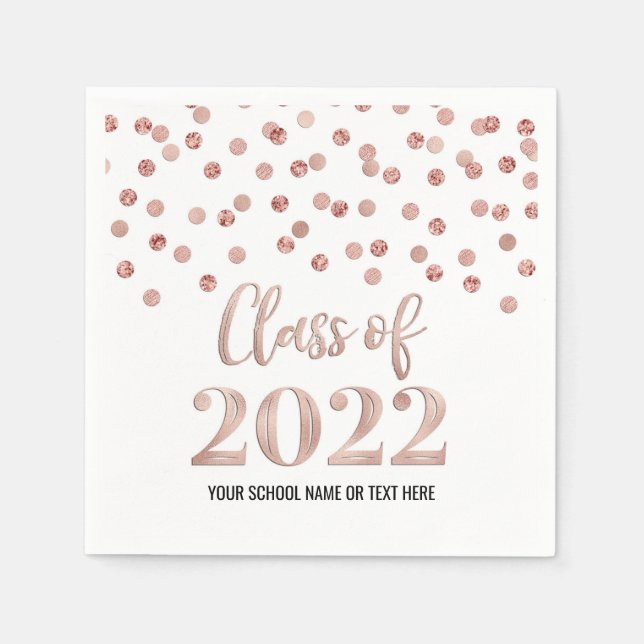 Rose Gold Confetti Class of 2022 Napkins (Front)
