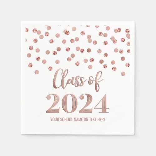 Rose Gold Confetti Class of 2024  Napkins