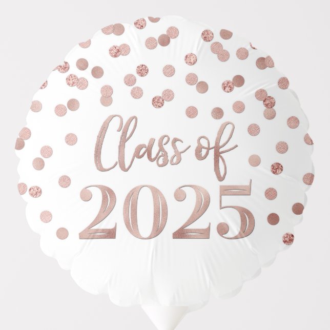 Rose Gold Confetti Class of 2025 Graduation Balloon (Front)
