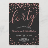 Rose Gold Black Glitter Any Age Birthday Invitation, Zazzle