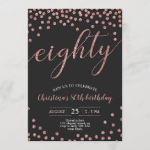 Rose Gold Confetti Elegant 80th Birthday Women