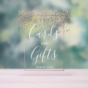Rose gold confetti elegant wedding Card gifts Acrylic Sign