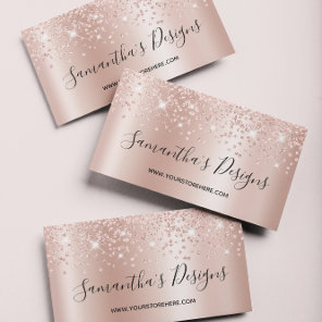 Rose Gold Confetti Glitter Ombre Online Store Business Card