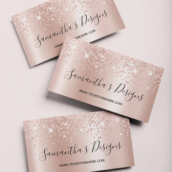 Rose Gold Confetti Glitter Ombre Online Store Business Card by annaleeblysse at Zazzle